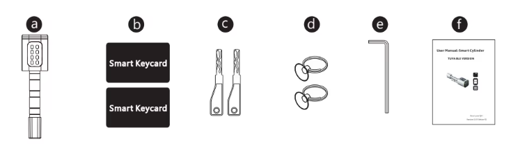 Sadržaj pakiranja – pametna brava Tuya Sadržaj pakiranja brave Tuya Smart Lock